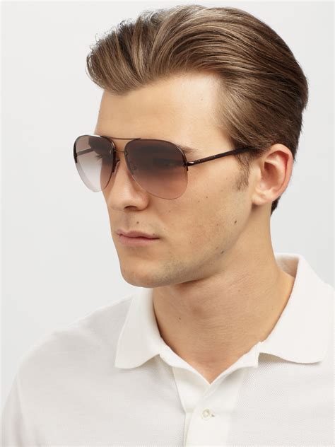 men's prada brown aviator style sunglasses sav6s1|Prada 59mm Aviator Sunglasses .